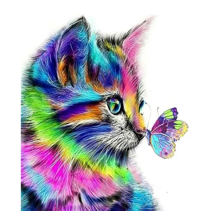 Malen Nach Zahlen Katze mit Schmetterling